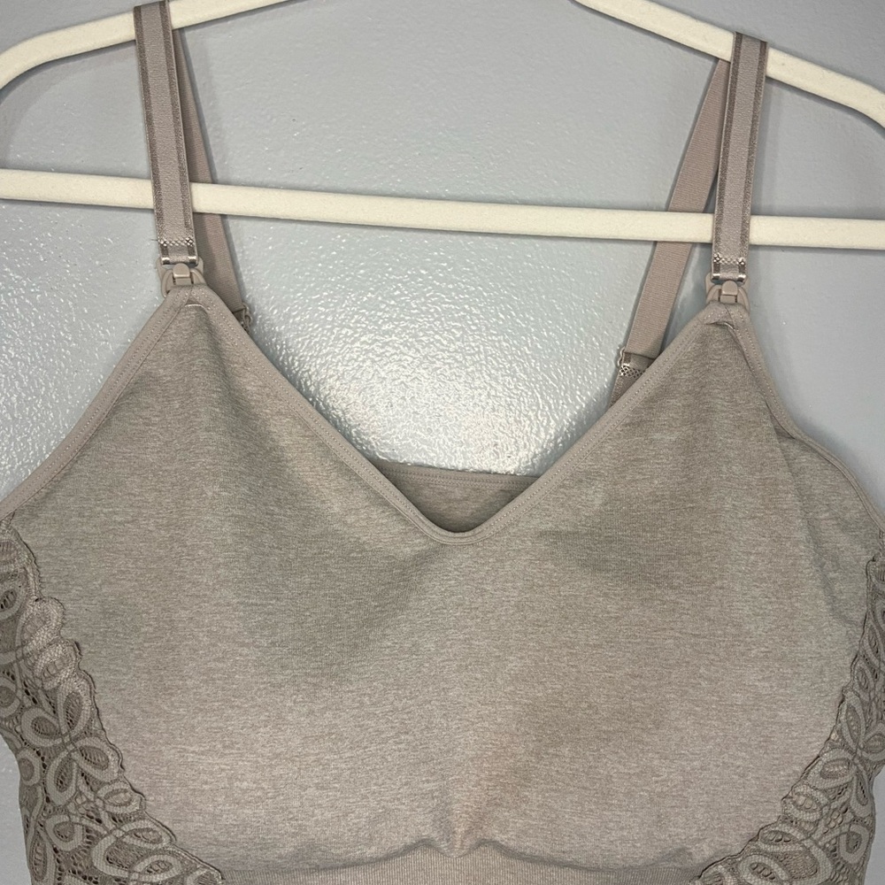 Destination Maternity‎ Lace Trim Bra - Tan